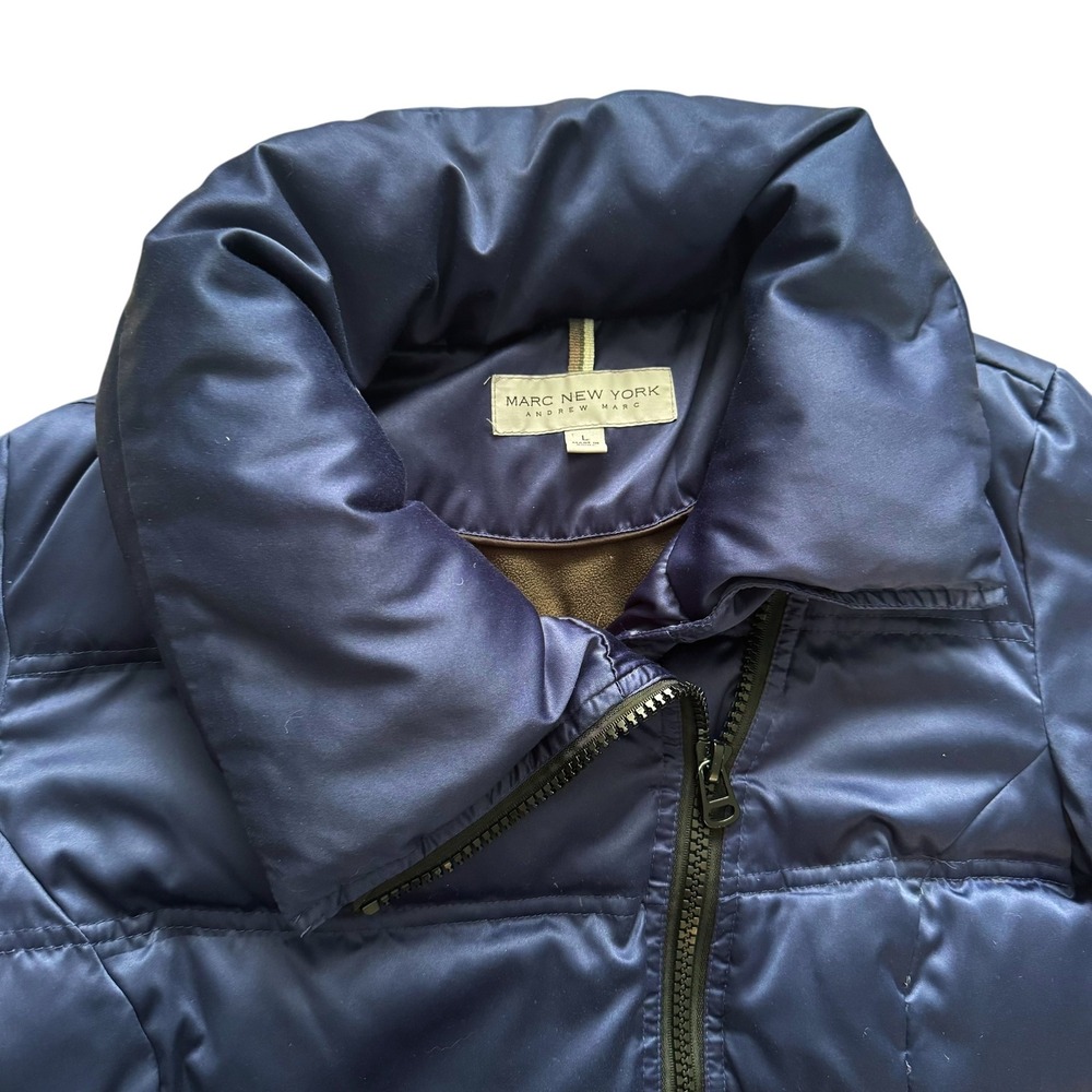 Marc New York Andrew Marc Womens Blue Puffer Jacket Down Fill Sz L‎ Warm Coat - Picture 10 of 12